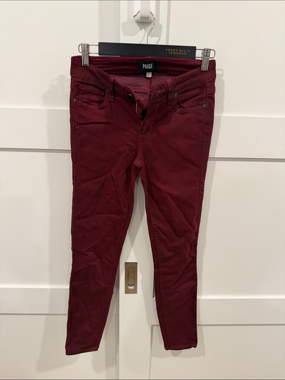 PAIGE Skinny Jeans in Deep Burgundy